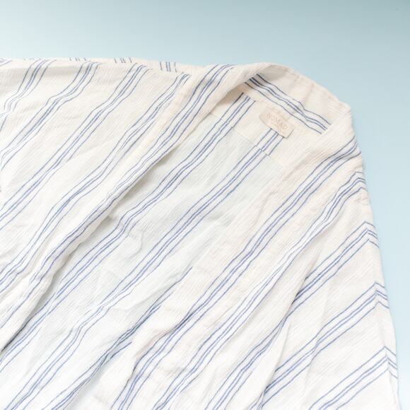 Nomad Ios Open Front Azure Stripe Gauze 100% Cotton Loose Cardigan Size L/XL - Picture 3 of 8